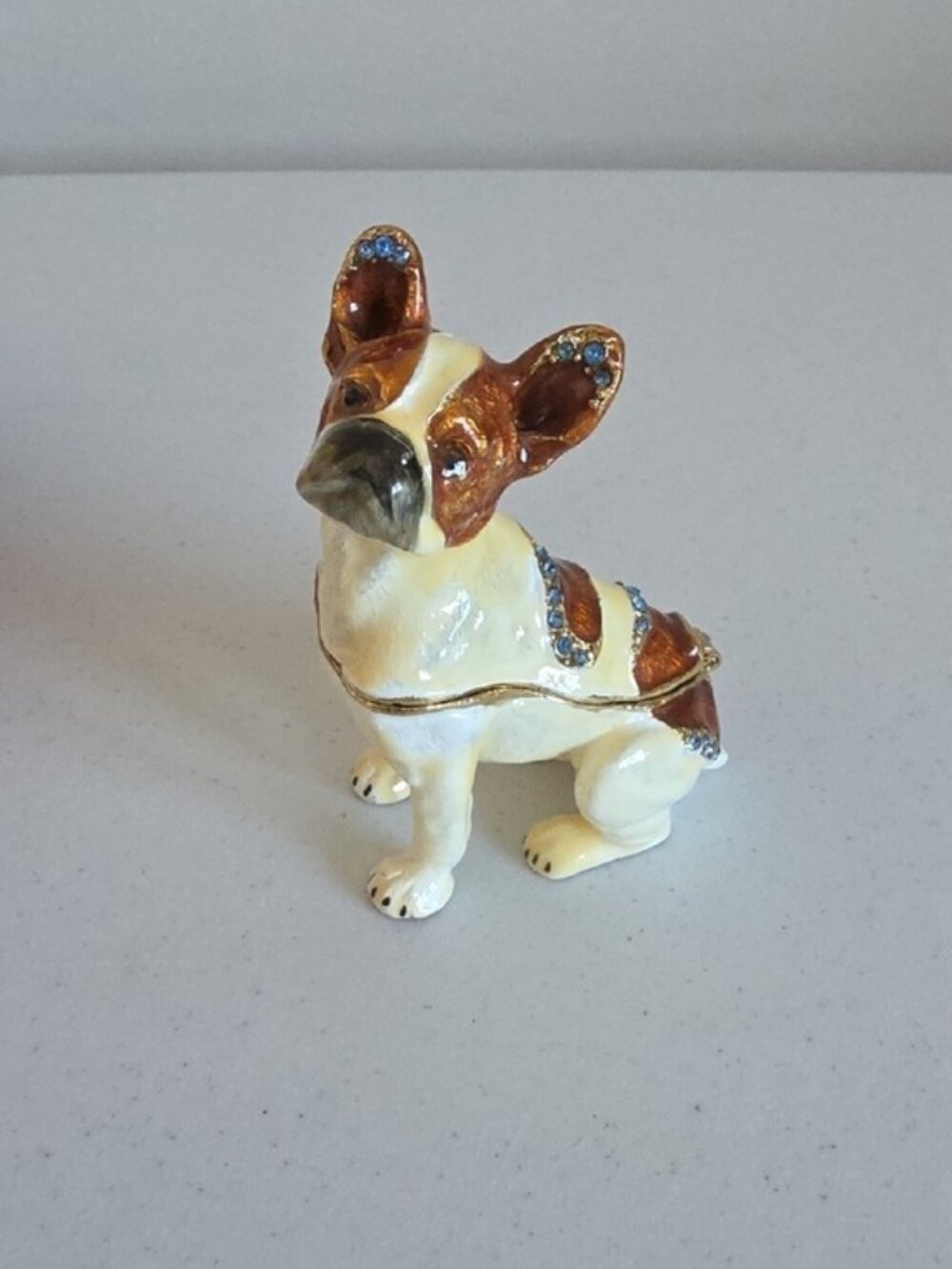 NIB TREASURES | Decorative Trinket Box French Bulldog Enamel Crystals